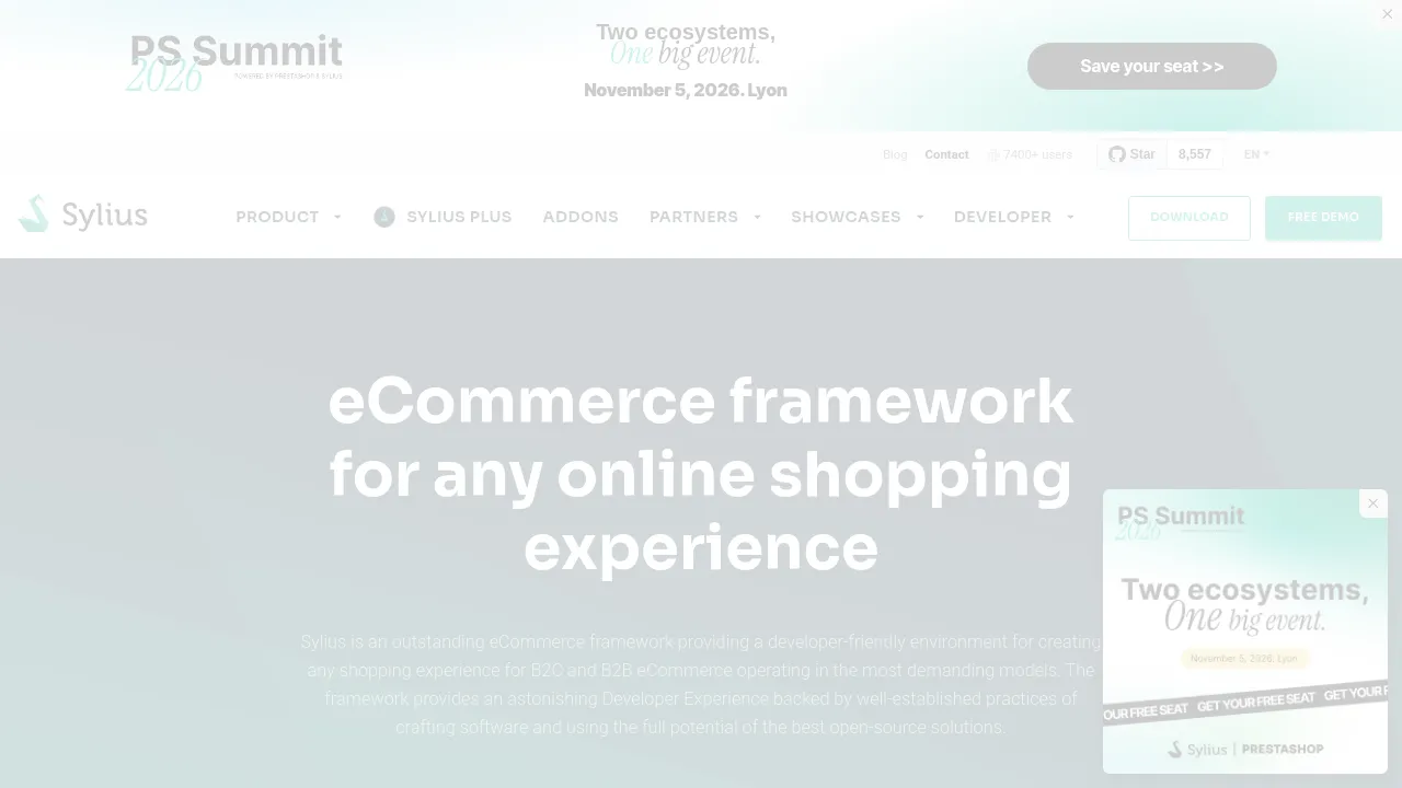 Screenshot of Sylius website
