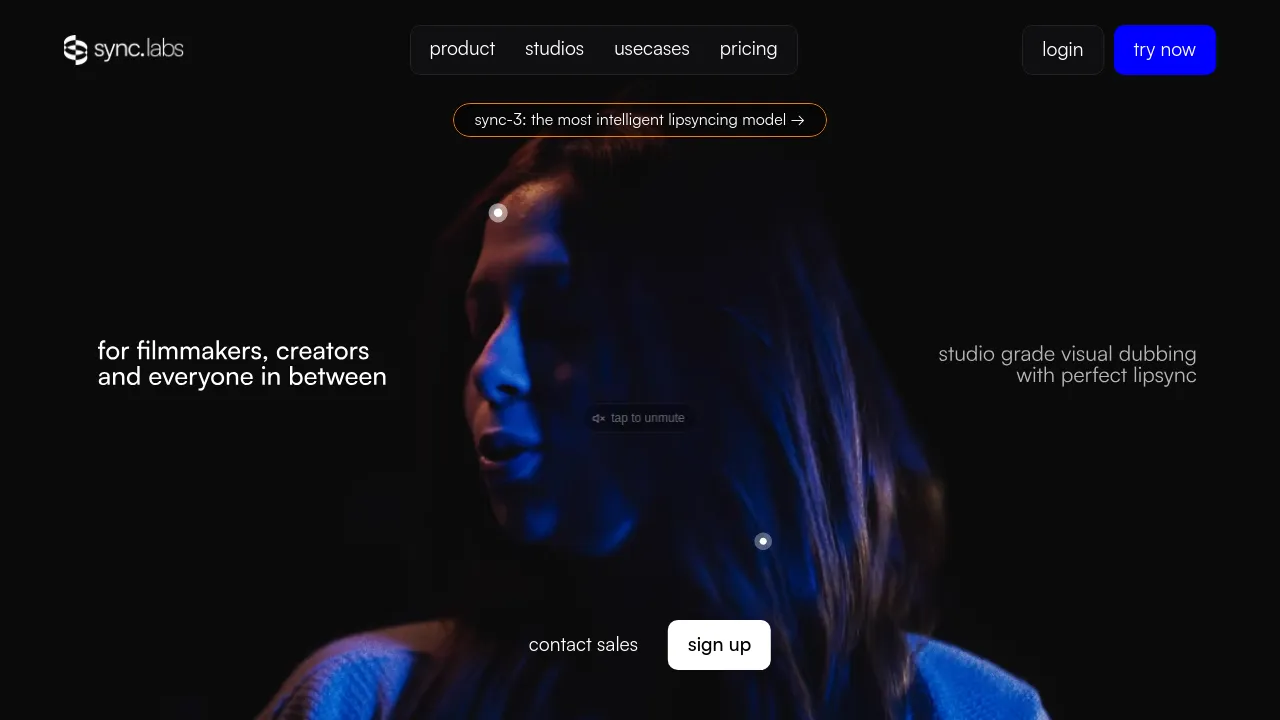 Screenshot of sync website