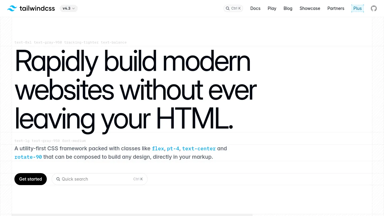 Screenshot of Tailwind CSS website