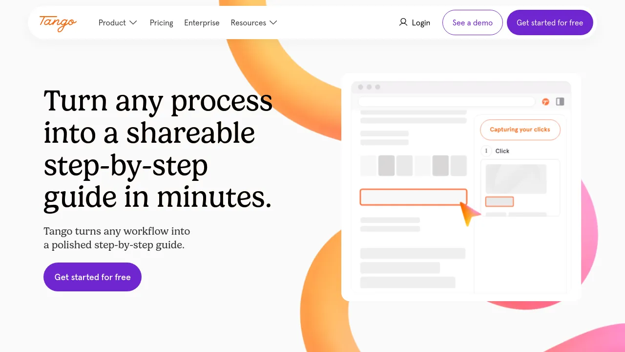 Screenshot of Tango website