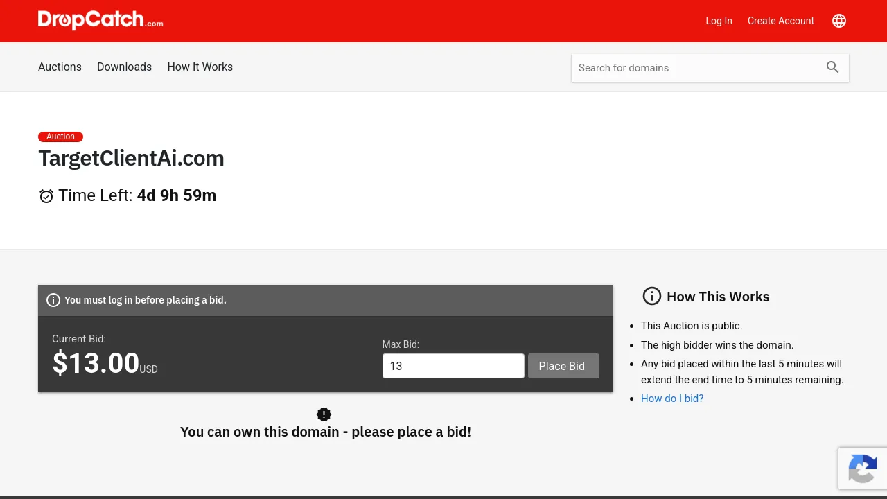 Screenshot of Target Client AI website