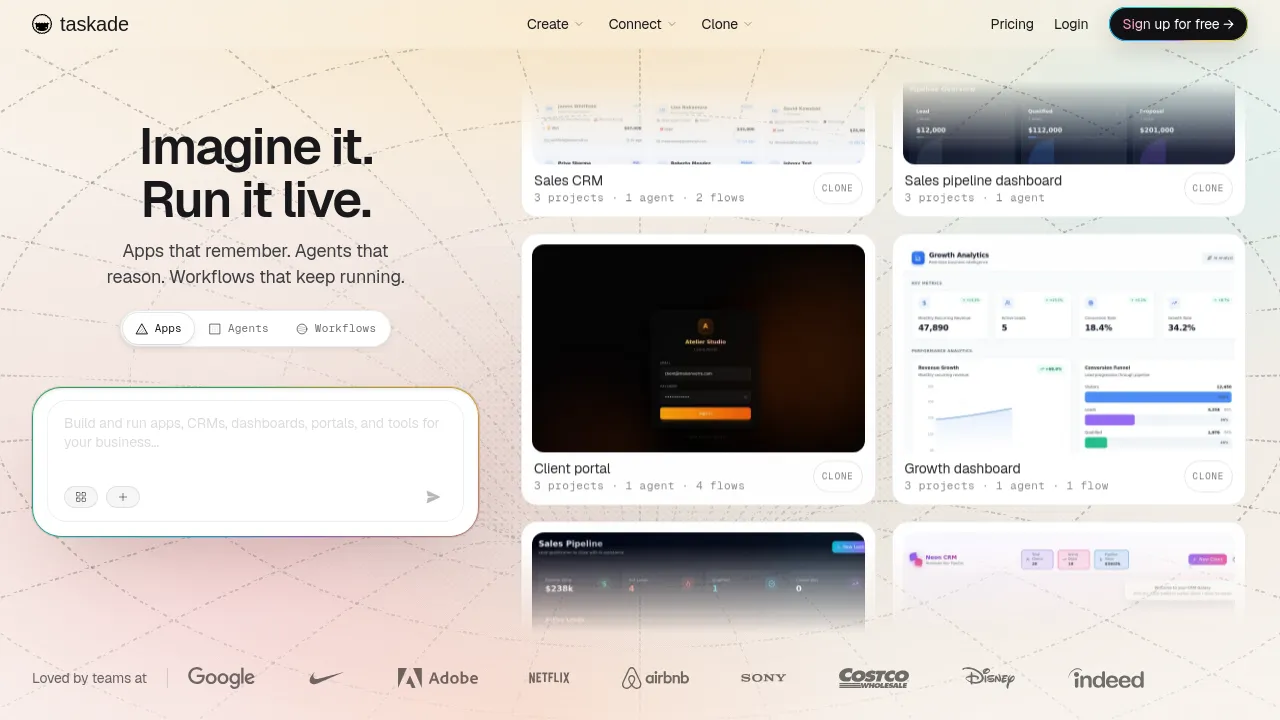 Screenshot of Taskade website