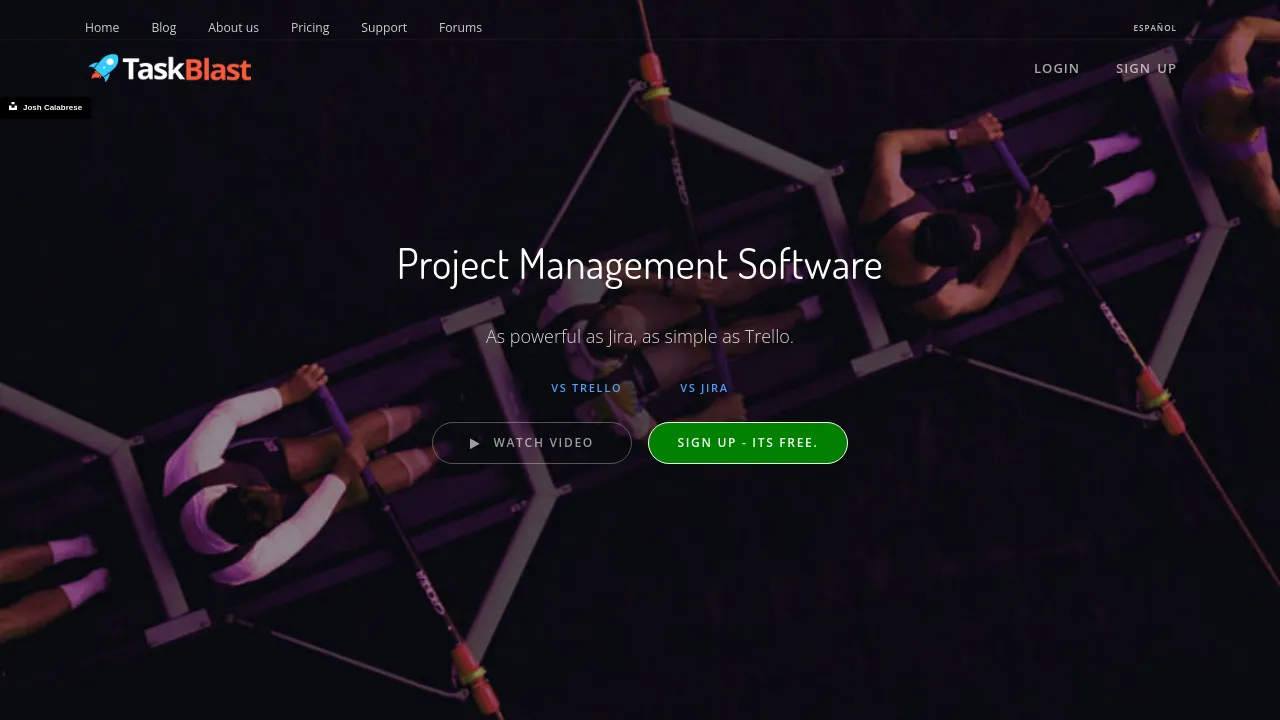 Screenshot of TaskBlast website