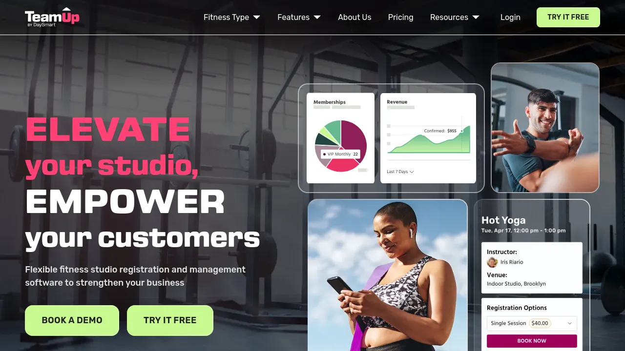 Screenshot of TeamUp website