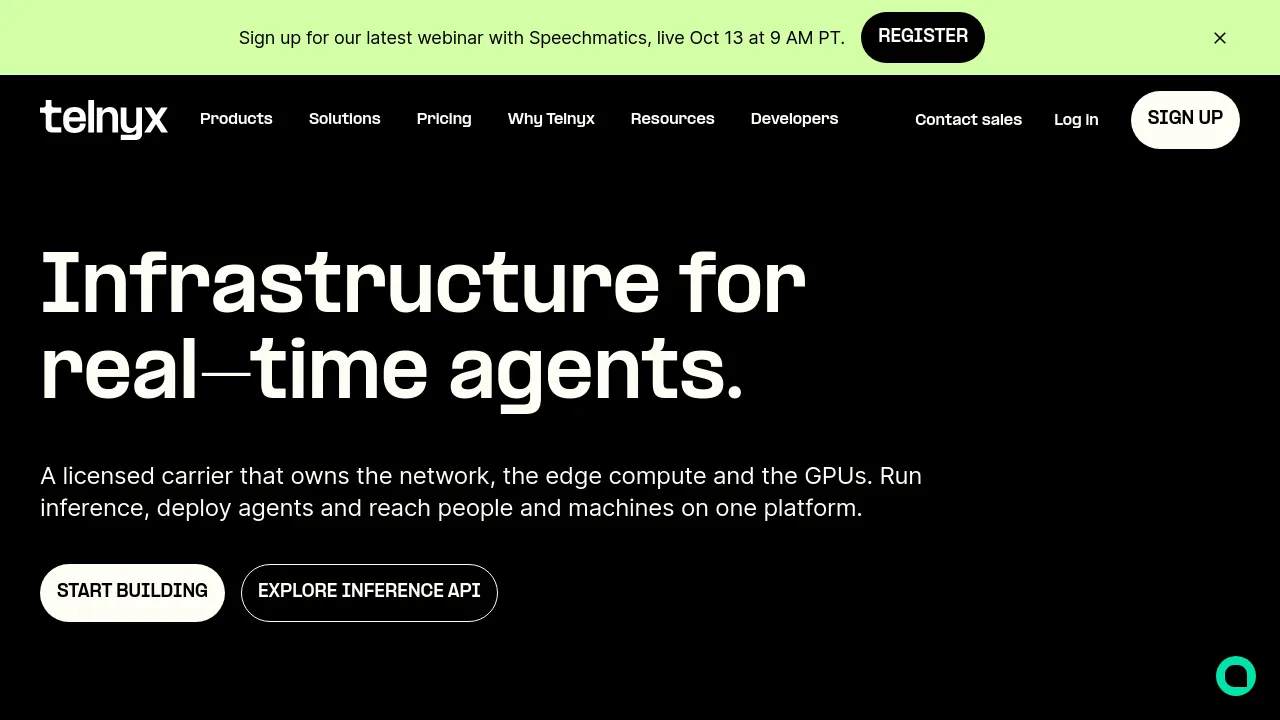 Screenshot of the Telnyx website