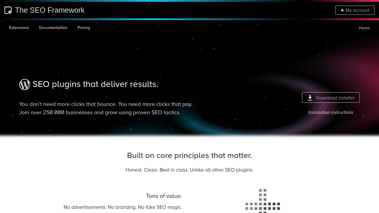 Screenshot of The SEO Framework website