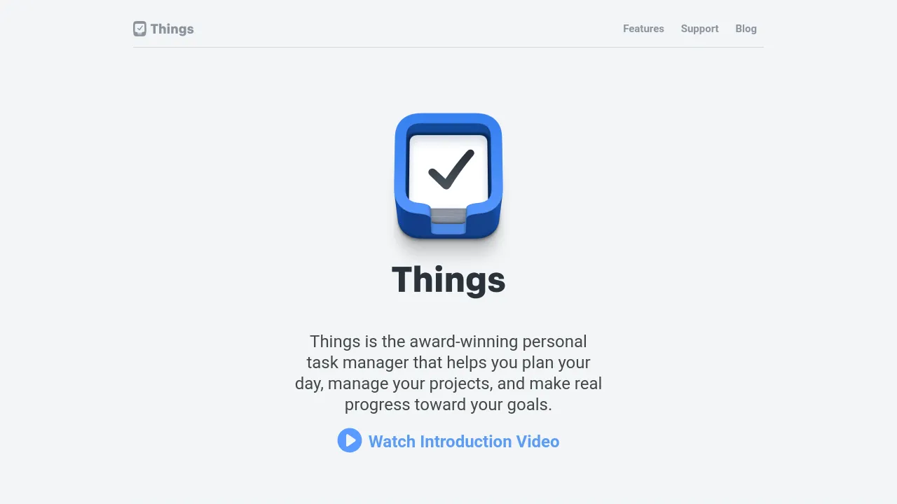 Screenshot of Things website