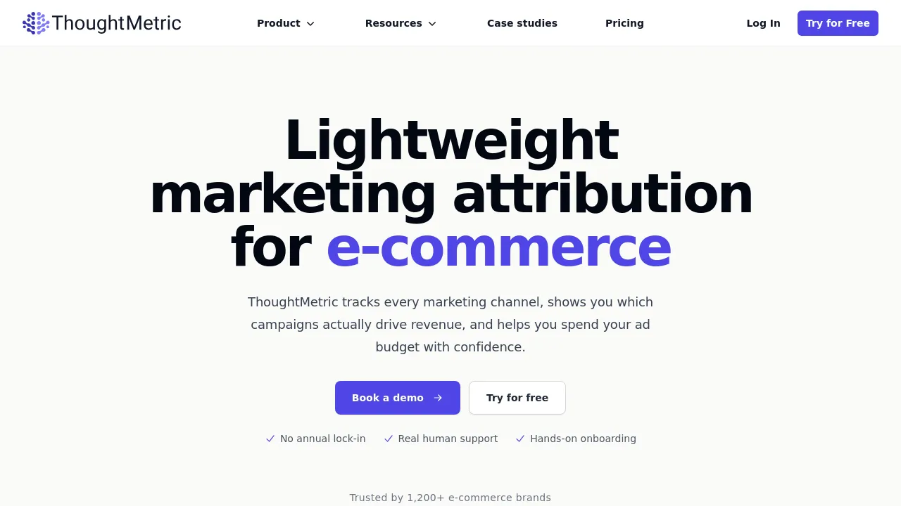 Screenshot of the ThoughtMetric website
