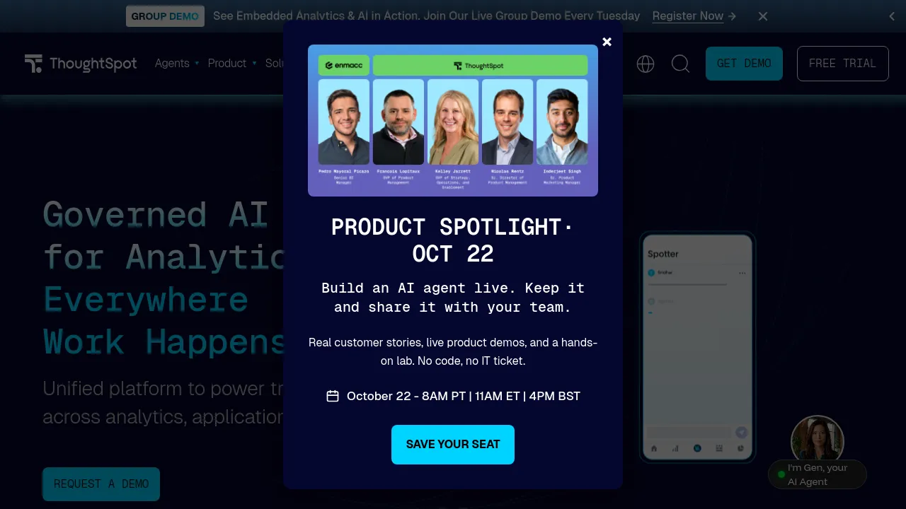 Screenshot of ThoughtSpot website