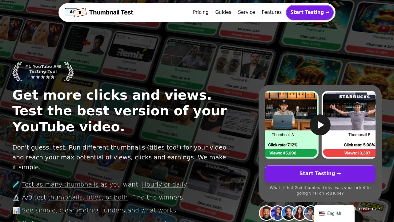 Screenshot of the Thumbnail Test website