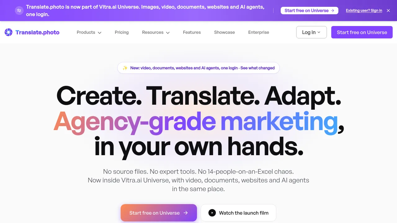 Screenshot of Translate.Photo website