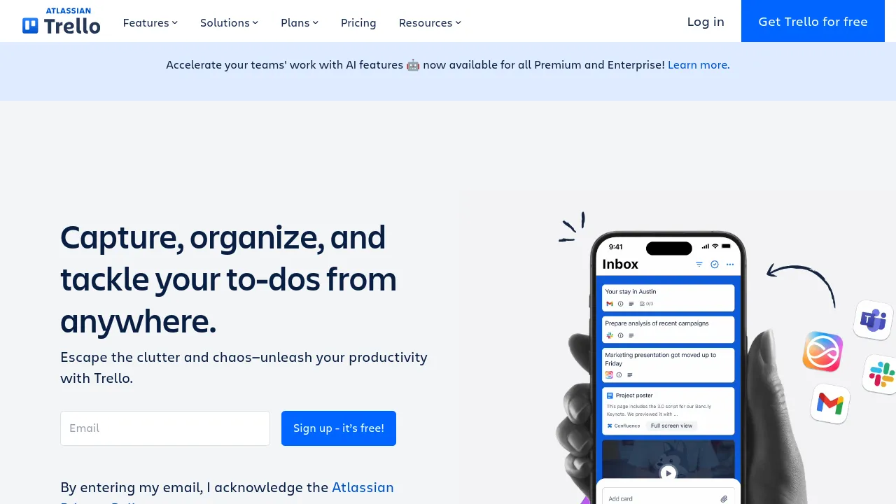 Screenshot of Trello website