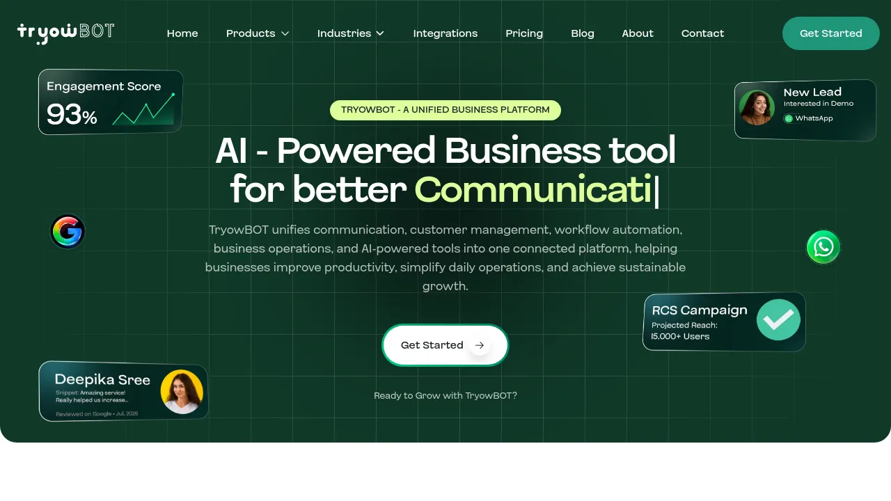 Screenshot of TryowBOT website