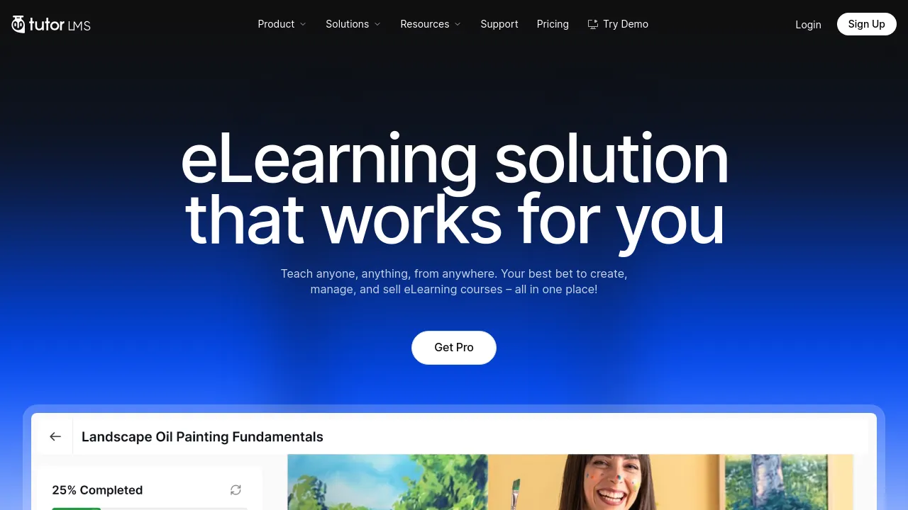Screenshot of Tutor LMS website