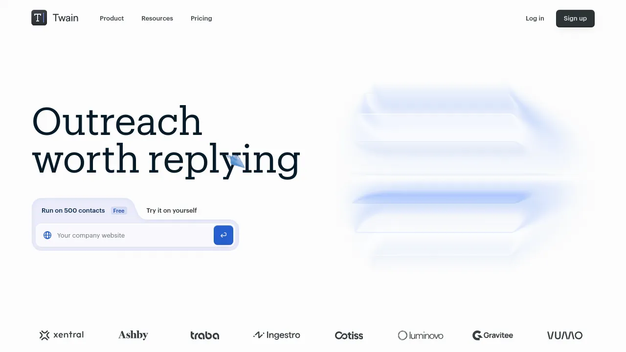 Screenshot of Twain website