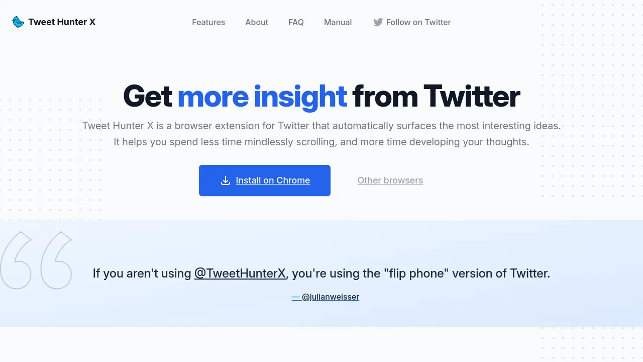 Screenshot of Tweet Hunter X website