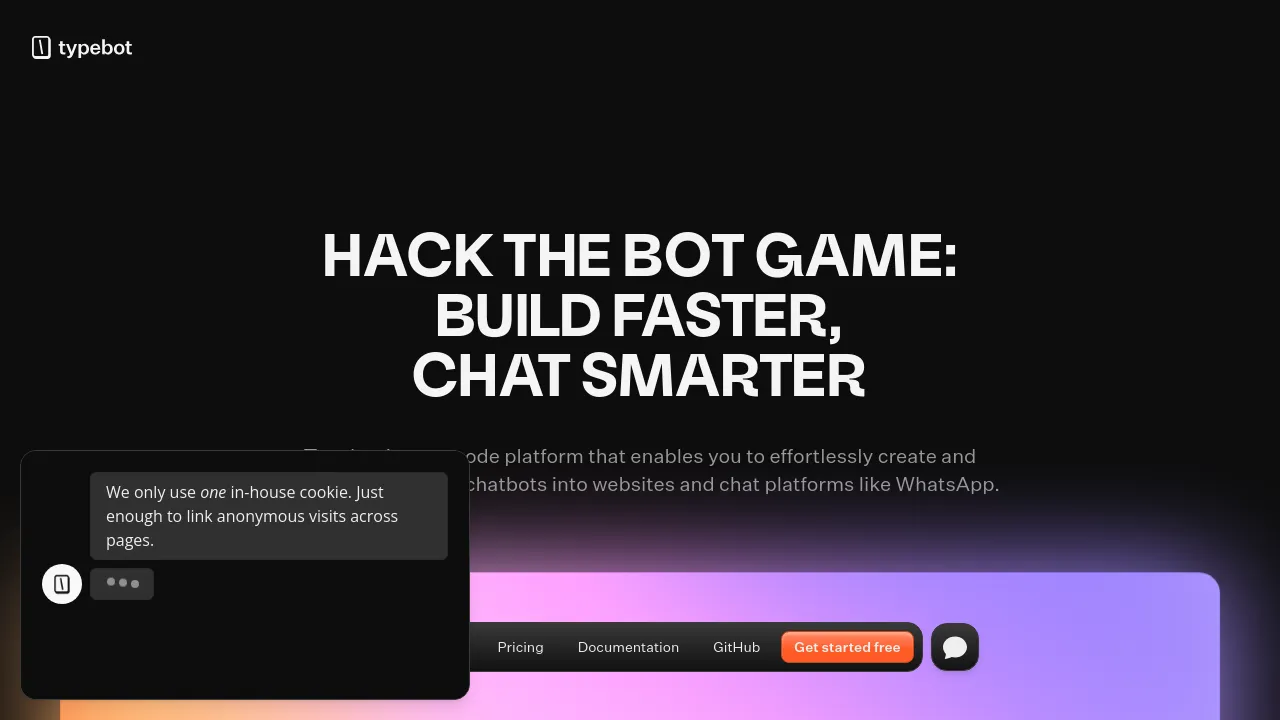 Screenshot of Typebot website