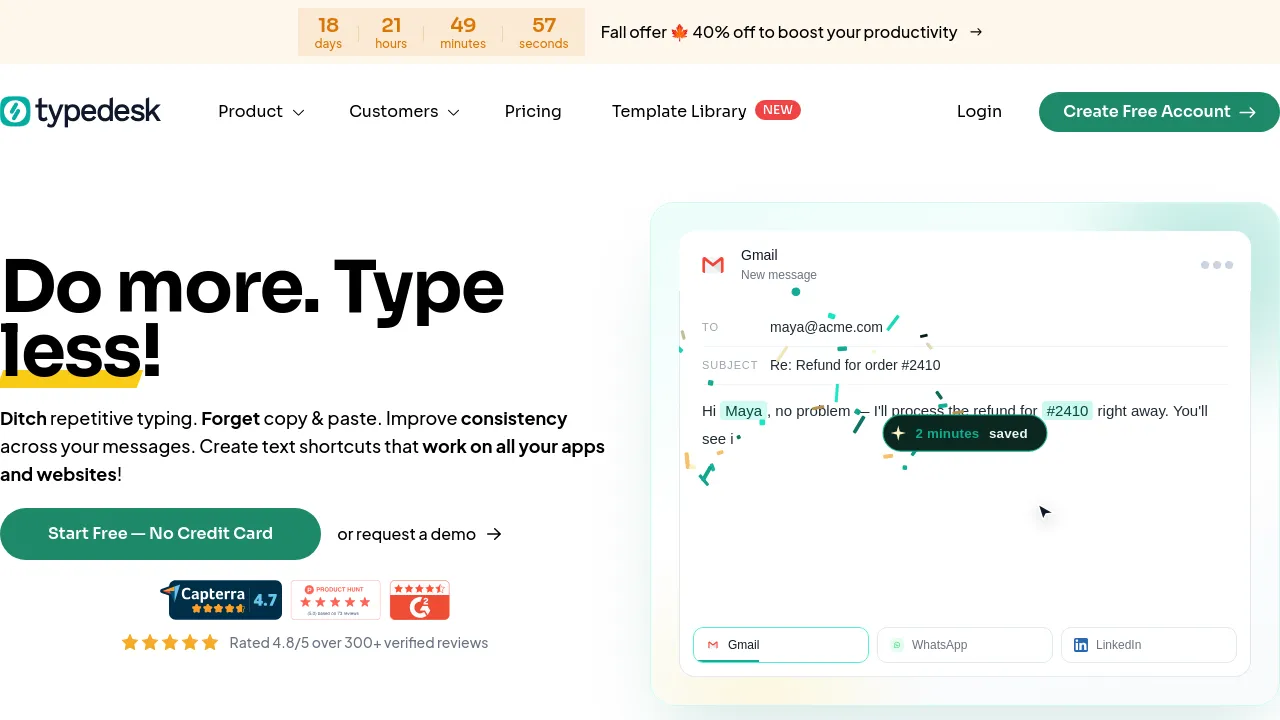 Screenshot of typedesk website