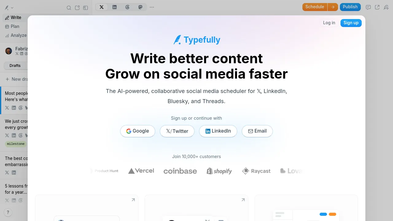 Screenshot of Typefully website