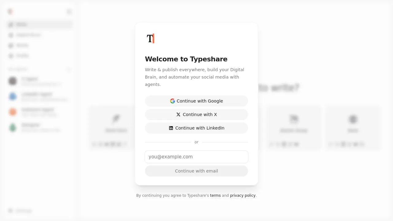 Screenshot of Typeshare website