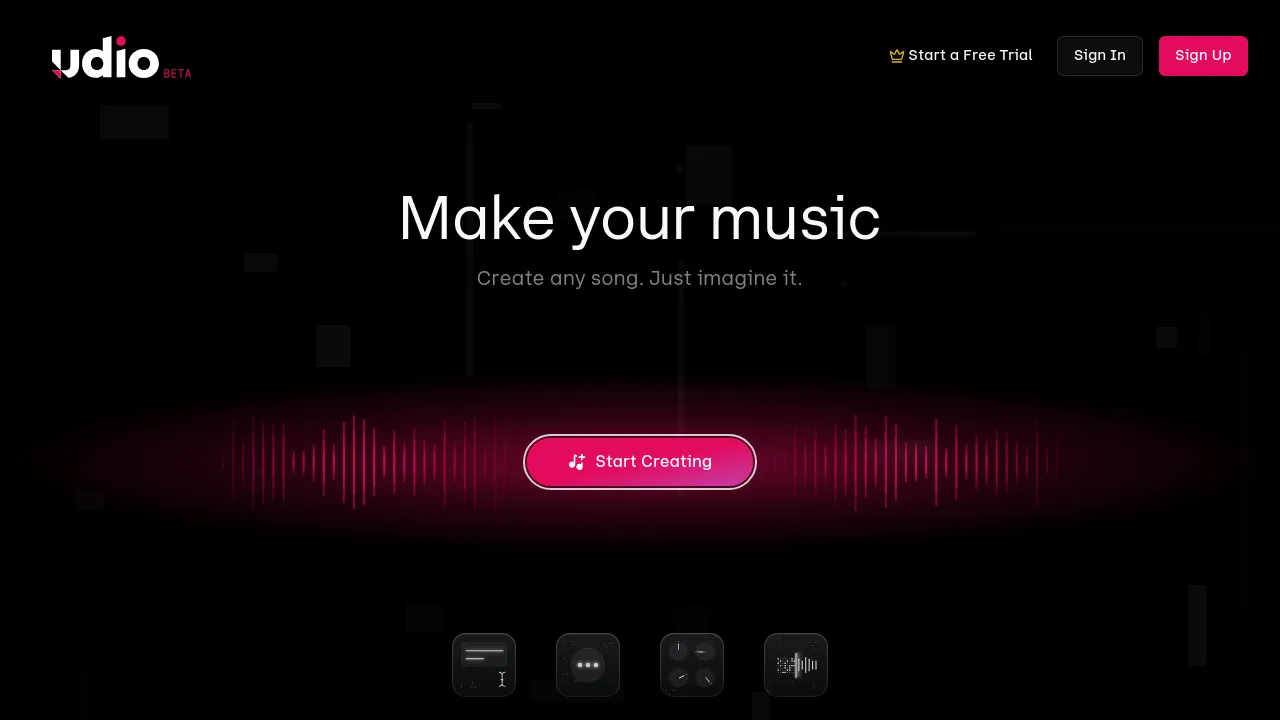 Screenshot of Udio website