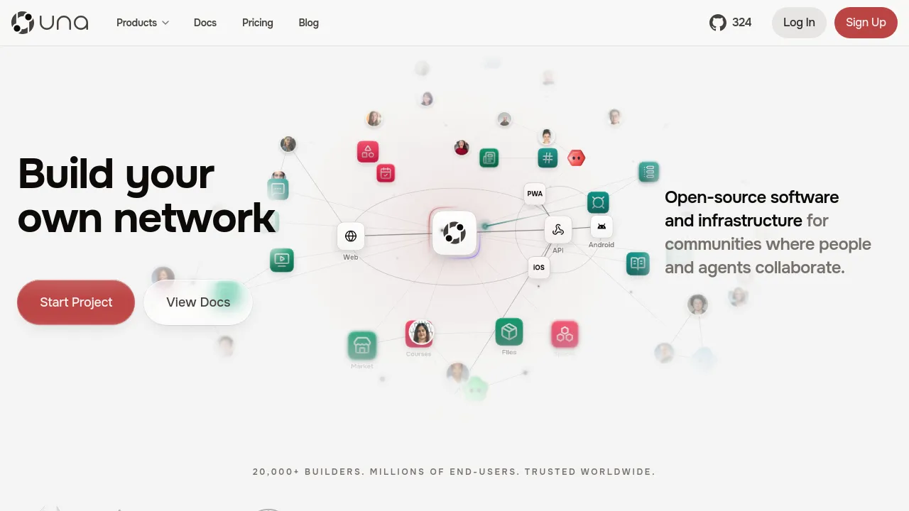 Screenshot of UNA CMS website