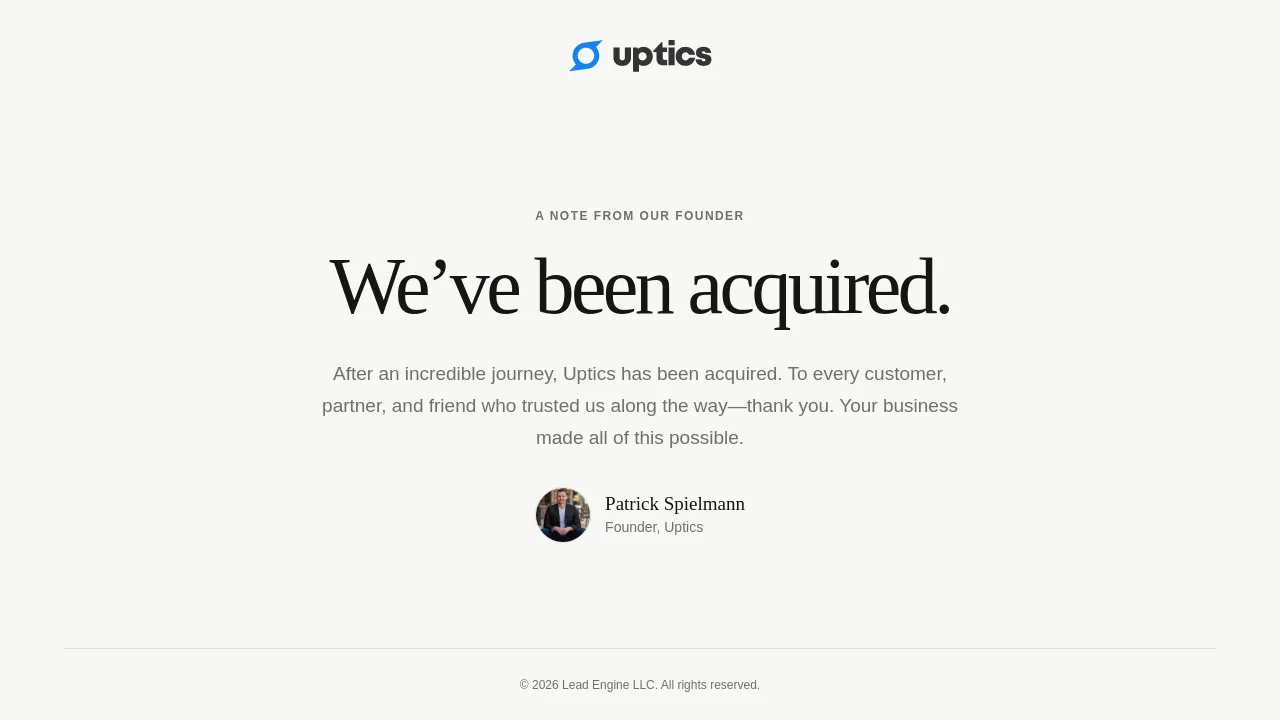 Screenshot of the Uptics website