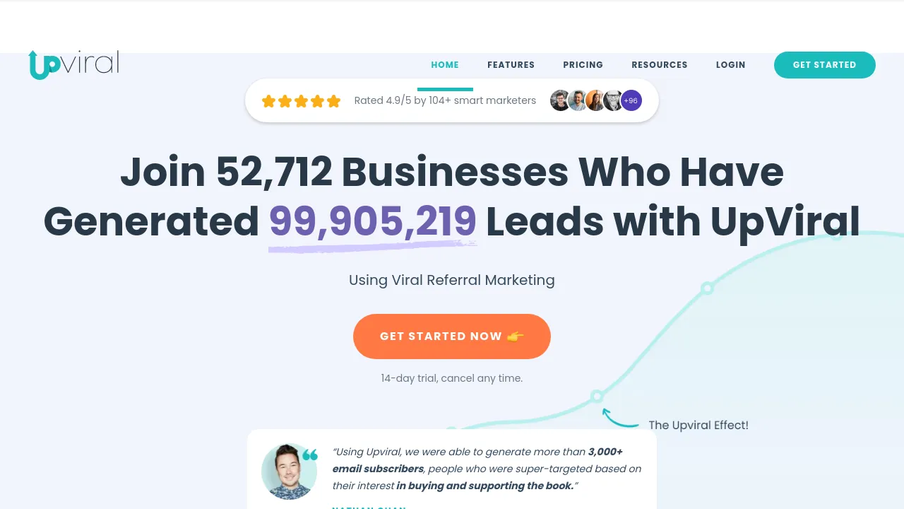 Screenshot of UpViral website