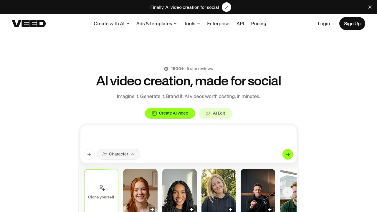 Screenshot of Veed website