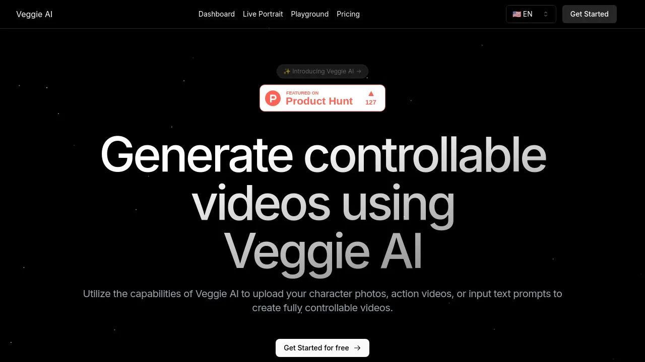 Screenshot of Veggie AI website