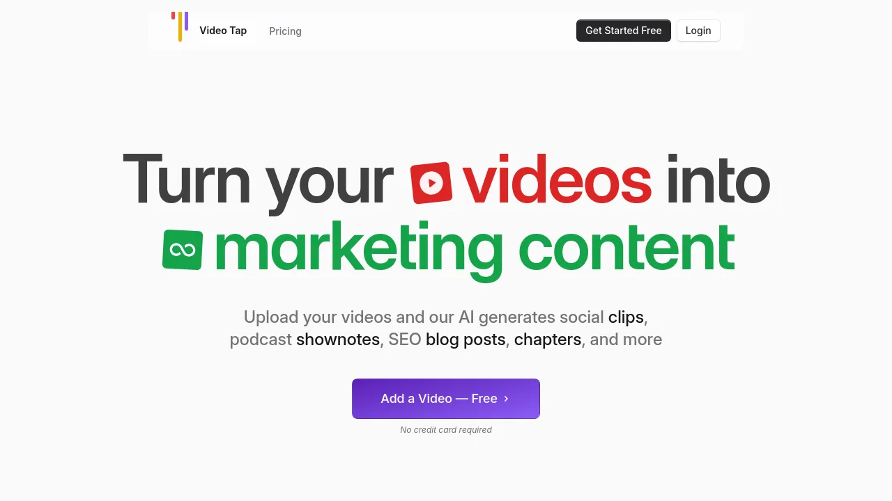 Screenshot of Video Tap website