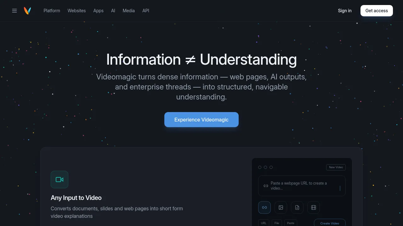 Screenshot of Videomagic website