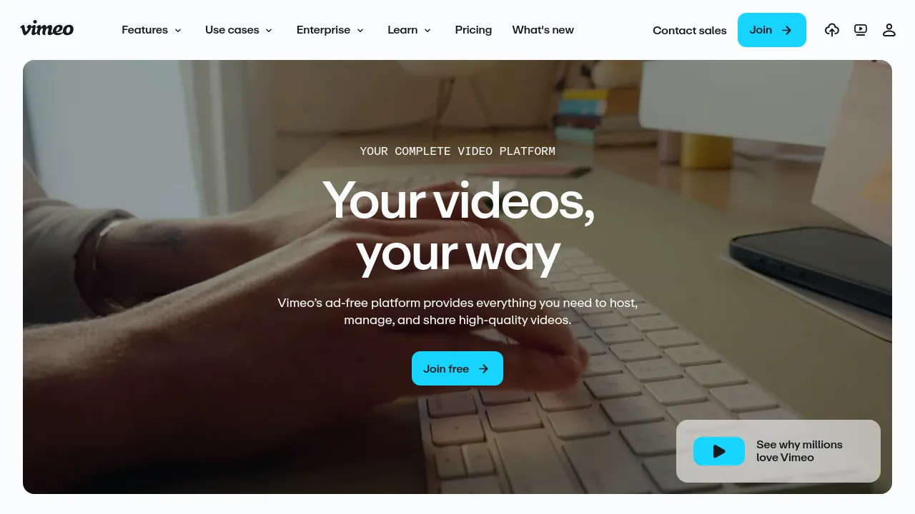 Screenshot of the Vimeo website
