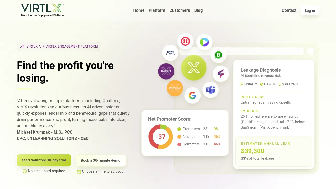 Screenshot of VirtlX website