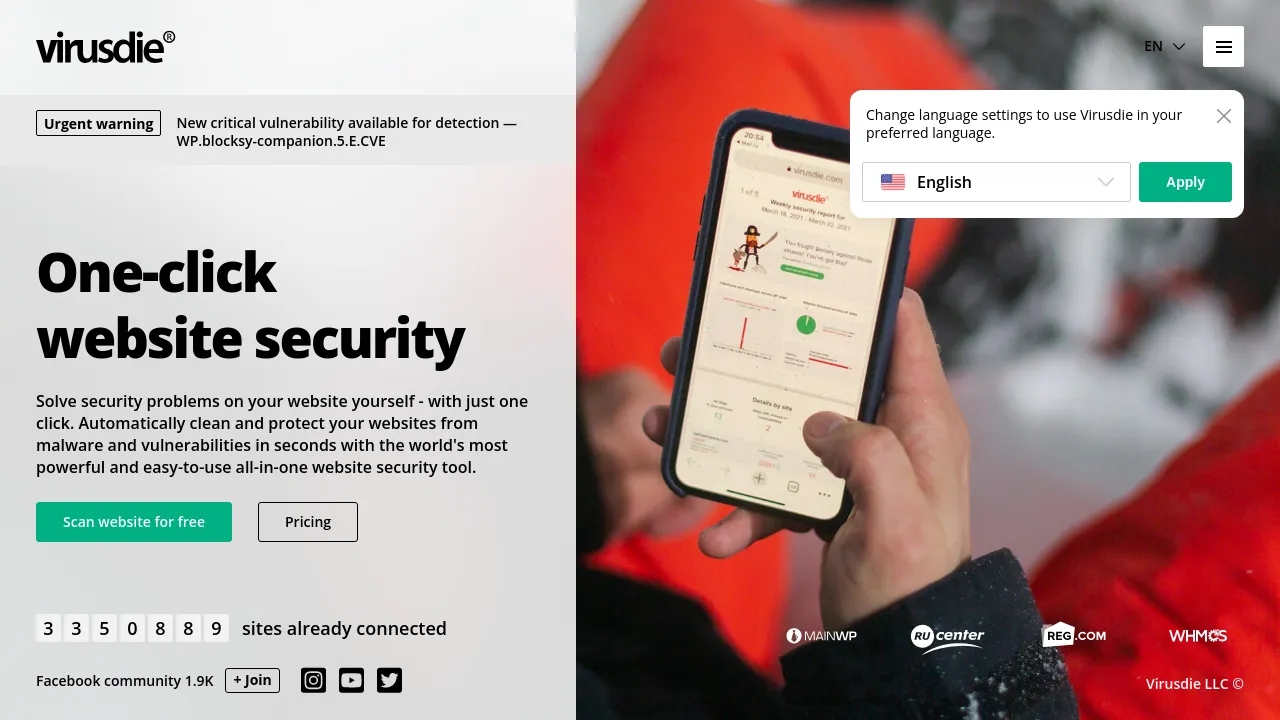 Screenshot of Virusdie website