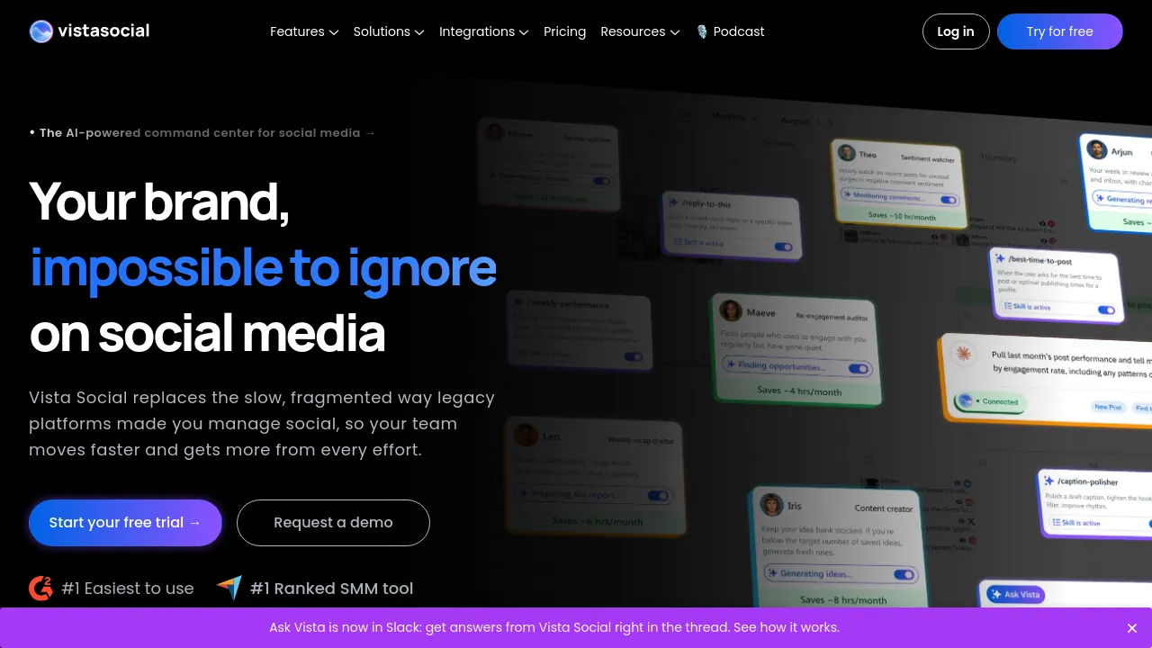 Screenshot of Vista Social website