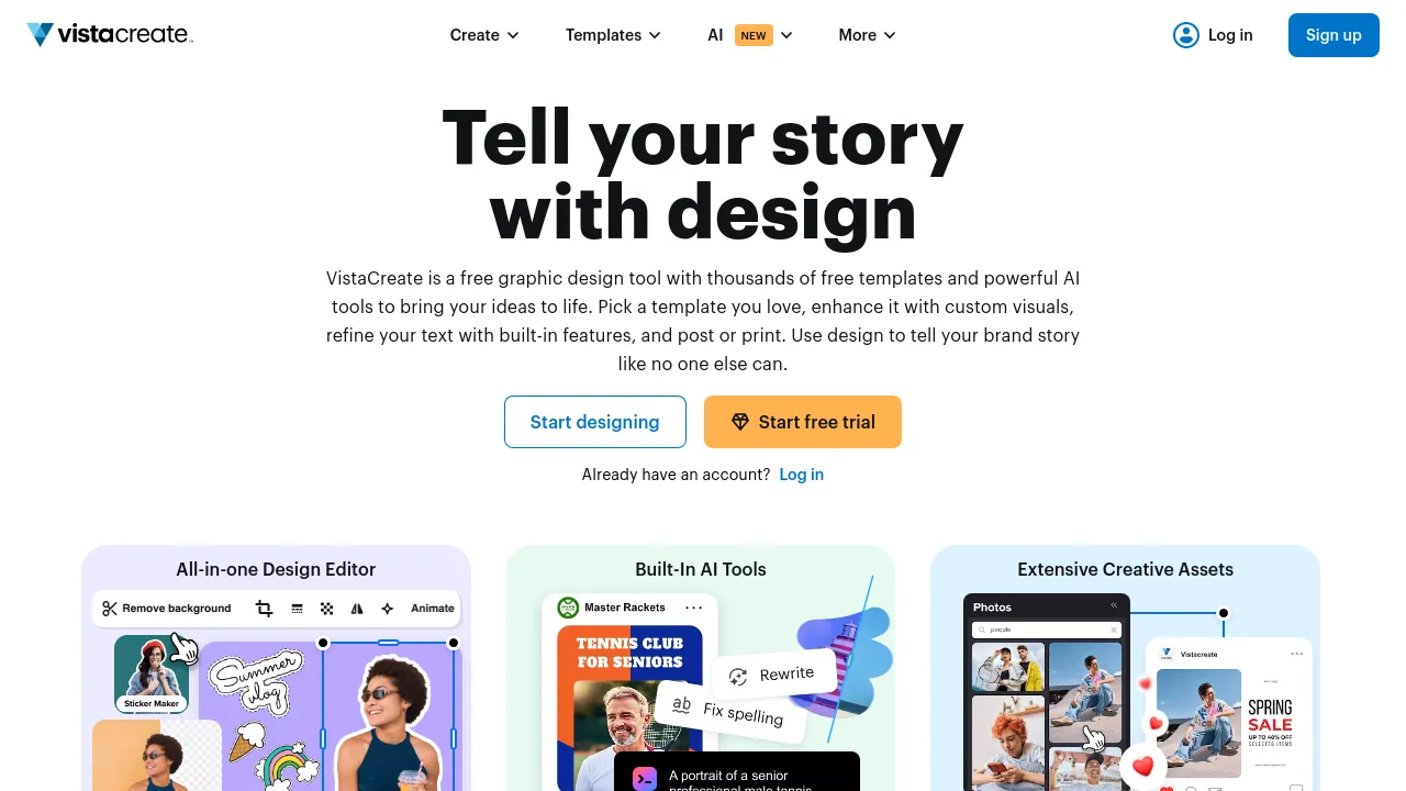 Screenshot of VistaCreate website