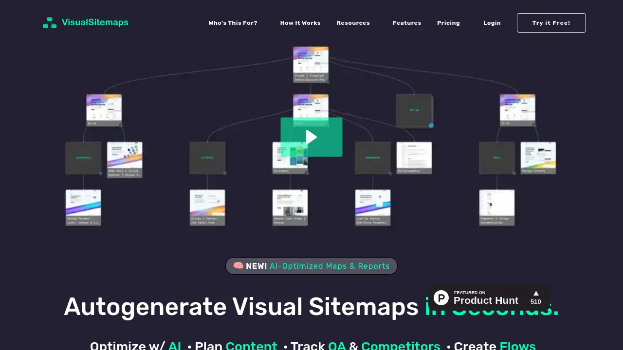 Screenshot of Visual Sitemaps website