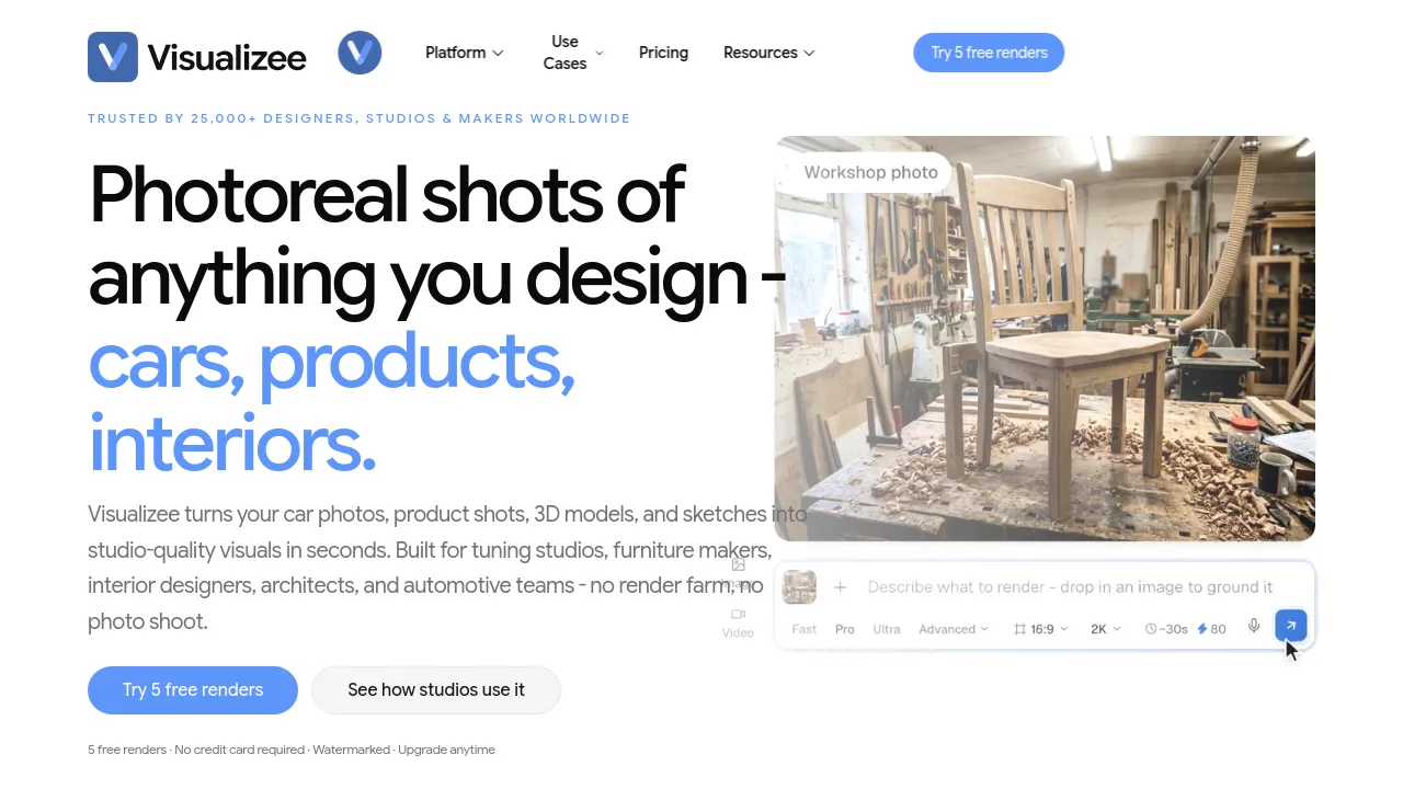 Screenshot of Visualizee.ai website
