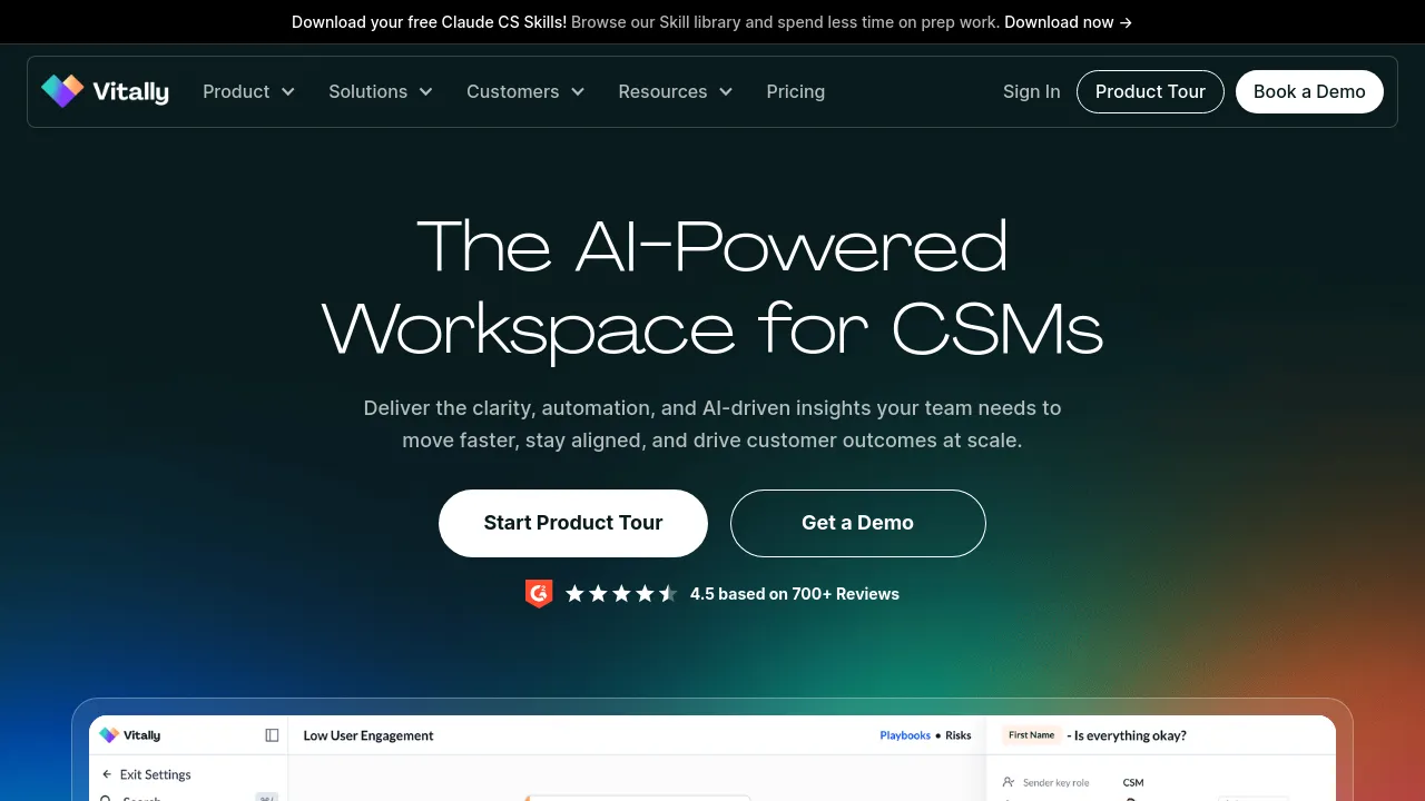 Screenshot of the Vitally website
