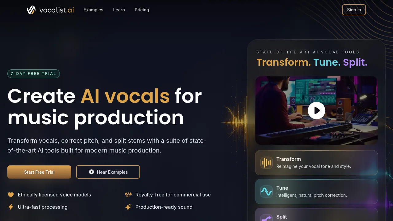 Screenshot of Vocalist.ai website