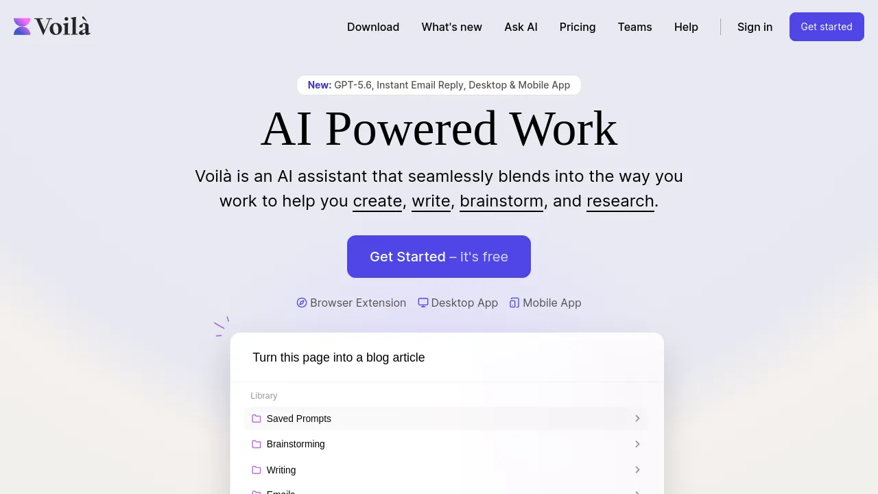Screenshot of Voilà website