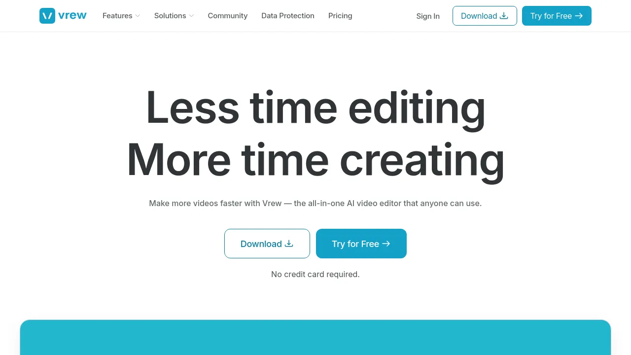Screenshot of Vrew website