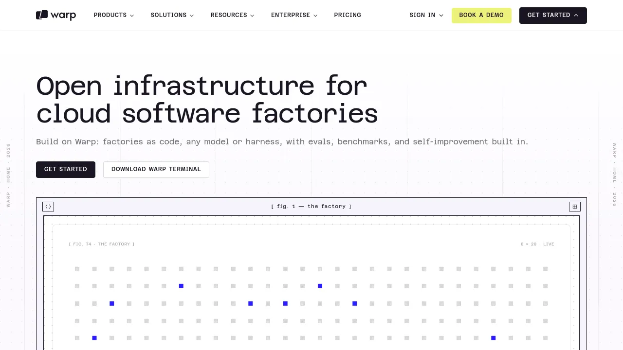 Screenshot of Warp website