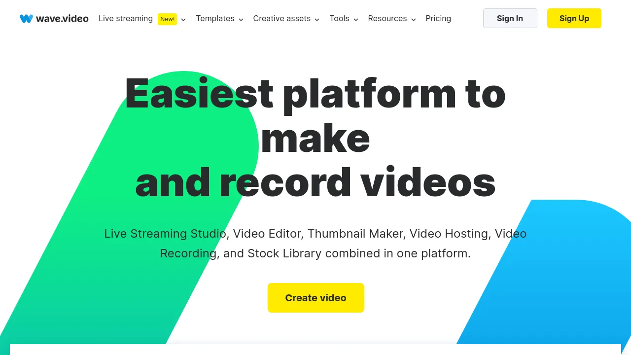 Screenshot of Wave.video website