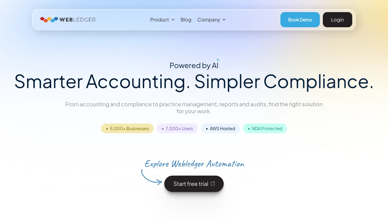 Screenshot of WebLedger website
