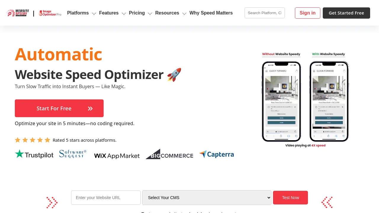 Screenshot of Website Speedy website