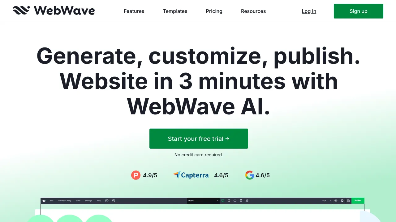Screenshot of WebWave website