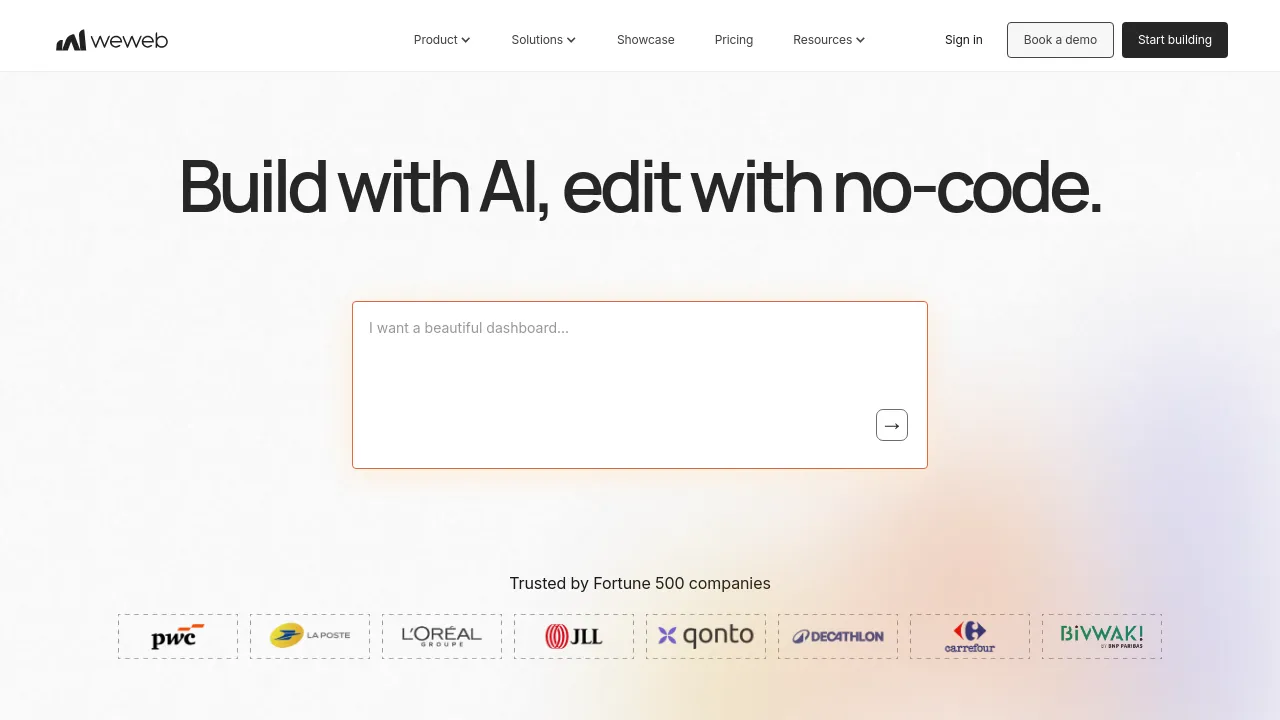 Screenshot of WeWeb website