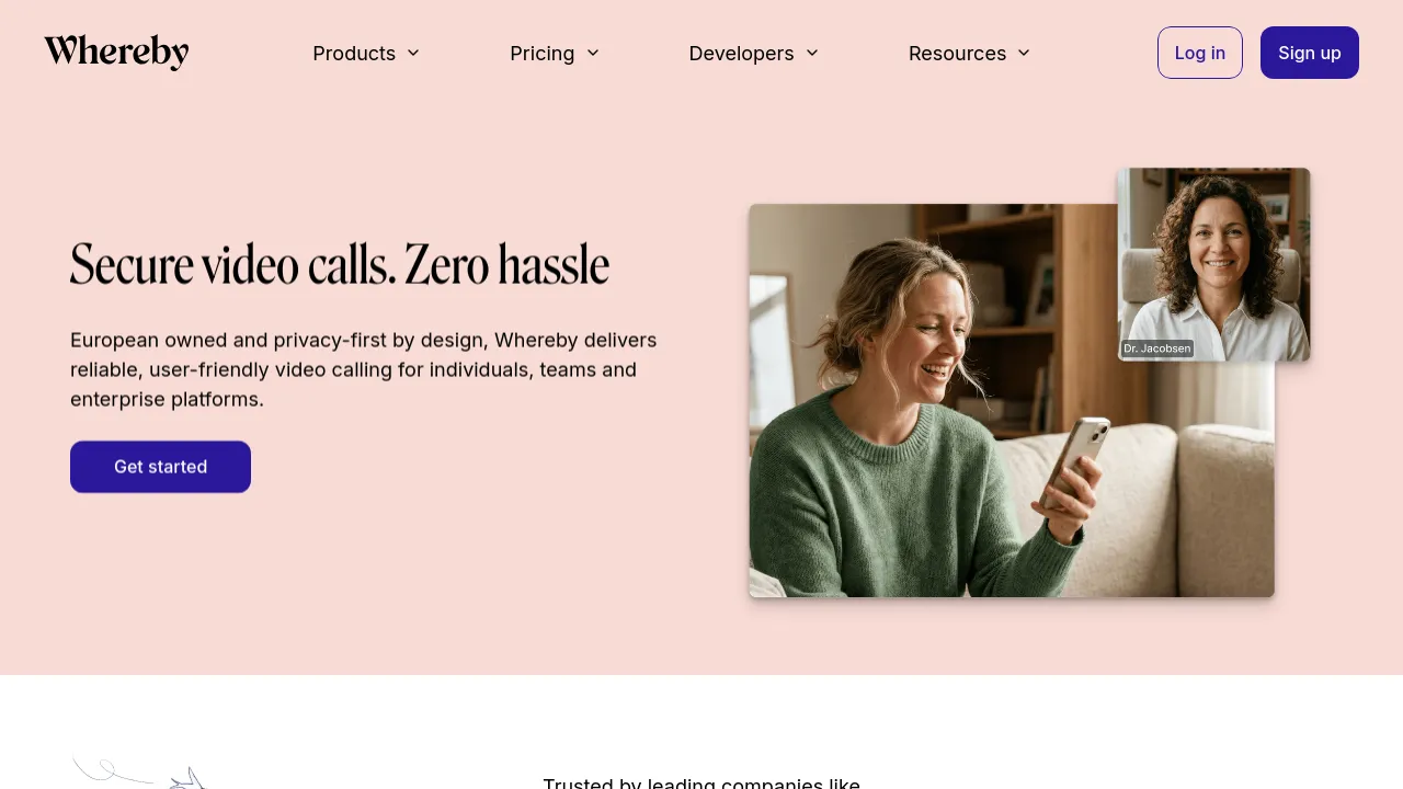 Screenshot of Whereby website